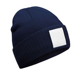 Beechfield Unisex Adult Appliqué Patch Beanie / Oxford Navy/White